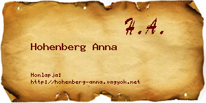 Hohenberg Anna névjegykártya